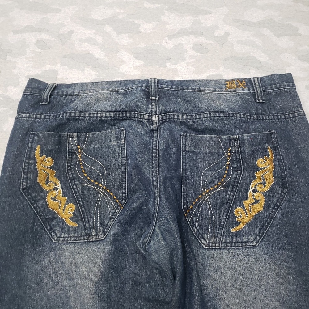 Vintage Brooklyn Xpress Jeans Mens 40 Blue Y2k Embroidered Baggy Grunge Skater